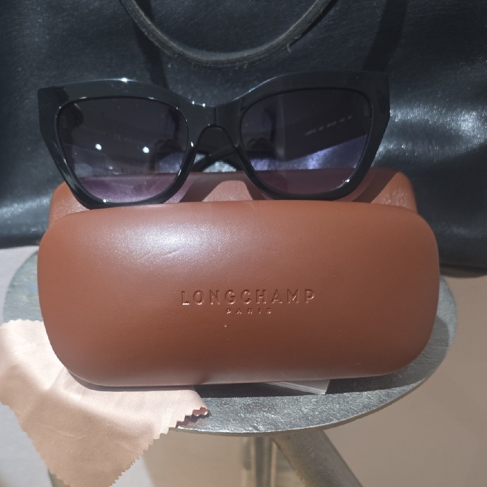 Longchamp Black and Brown Wayfarer Sunglasses NWT